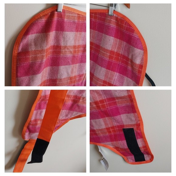 HuggleHounds Pink Orange Plaid Fleece Dog Jacket XL Wool Blend NWT Length 26" - Picture 6 of 8